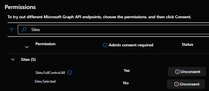 Graphexplorerpermissions